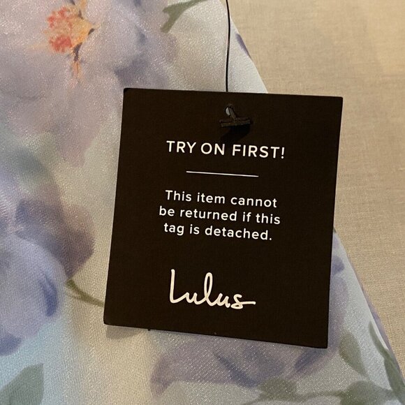 Lulus Pure Splendor Organza Trumpet Maxi Dress Womens Size M Light Blue Floral - Picture 9 of 12